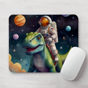 Tapis De Souris Astronaute sur Dino dans l'espace
