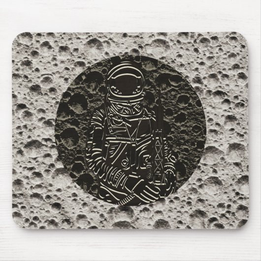Tapis De Souris Astronaute sur la Lune Espace Noir & Gris (Devant)