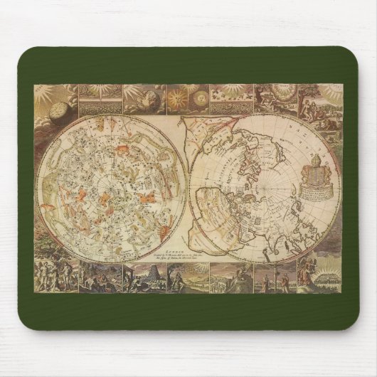 Tapis De Souris Astronomie Vintage, Carte Planisphère Céleste (Devant)