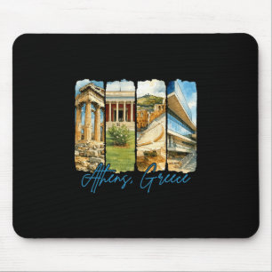 Tapis De Souris Athènes Grèce Voyage Voyageau Coup de pinceau Souv