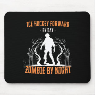 Tapis De Souris Attaquant de hockey sur glace le jour, zombie la n
