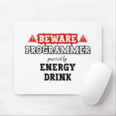 Tapis De Souris Attention : Programmeur Alimenté Par Une Boisson D (Avec souris)