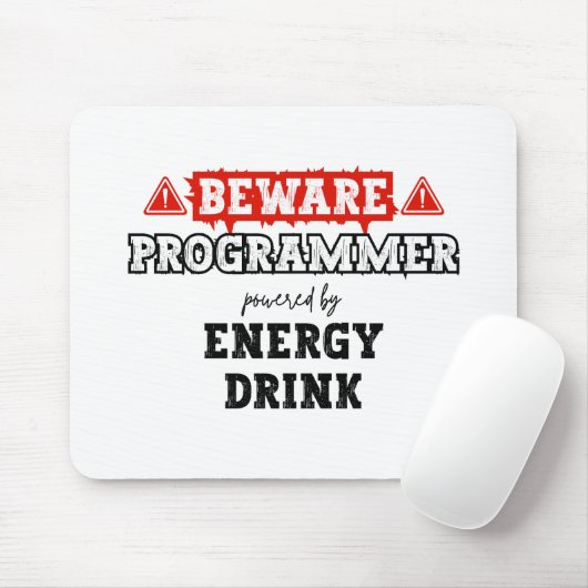 Tapis De Souris Attention : Programmeur Alimenté Par Une Boisson D (Avec souris)