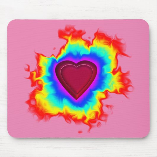 Tapis De Souris Aura Psychédélique Double Cœur (Devant)