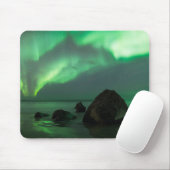 Tapis De Souris Aurora Borealis | Lofoten Beach Norvège (Avec souris)