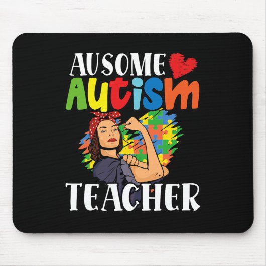 Tapis De Souris Ausome Autisme Handicap des enseignants Mois 1 (Devant)
