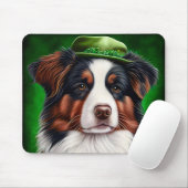 Tapis De Souris Australian Shepherd dog en tenue de St. Patrick's  (Avec souris)
