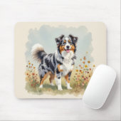 Tapis De Souris Australian Shepherd Dog Merle Long Tail (Avec souris)