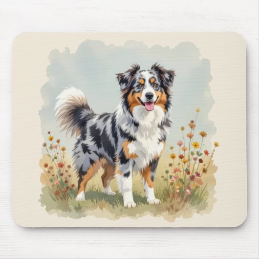 Tapis De Souris Australian Shepherd Dog Merle Long Tail (Devant)