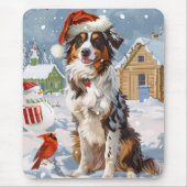 Tapis De Souris Australian Shepherd Winter Wonderland Noël (Devant)