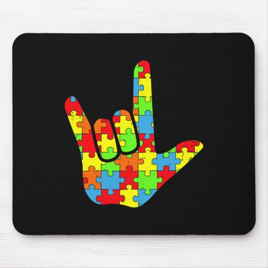 Tapis De Souris Autisme ASL Love Signal Langue Sensibilisation sur (Devant)