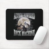 Tapis De Souris Autisme Powered F#ck Machine Mème Drôle Wolf Autis (Avec souris)