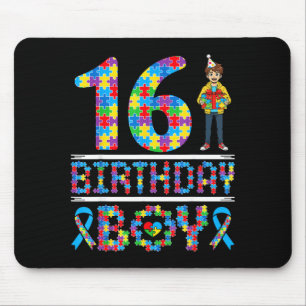 Tapis De Souris Autisme Sensibilisation 16e Anniversaire Garçon Pi