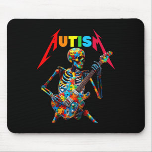 Tapis De Souris Autisme Squelette Guitare Lecteur Rock Musique Aut