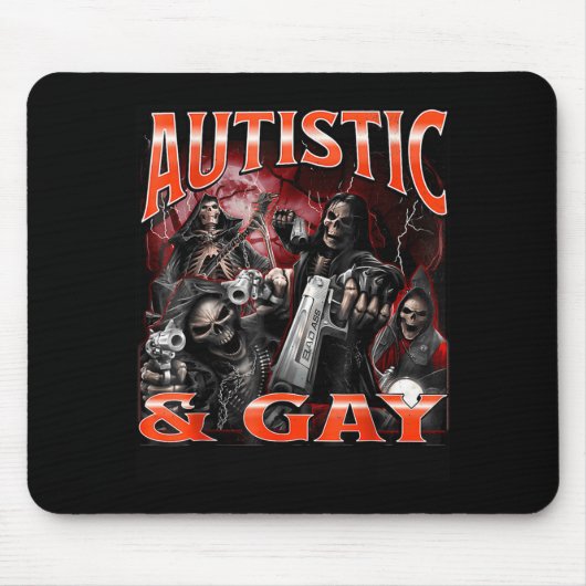 Tapis De Souris Autistic And Gay Funny Hard Skeleton Meme Bootleg  (Devant)