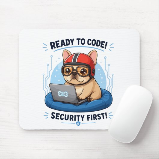 Tapis De Souris Autocollant de chien de cybersécurité codeur franç (Avec souris)