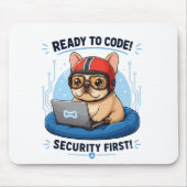 Tapis De Souris Autocollant de chien de cybersécurité codeur franç (Devant)