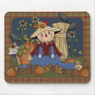 Tapis De Souris "Automne Bienvenue" Automne Scarecrow Mousepad