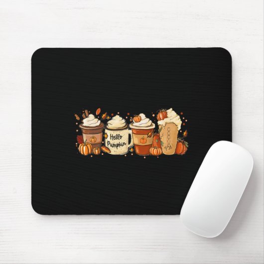 Tapis De Souris Automne Café Citrouille Épice Latte Boissons Autom (Avec souris)