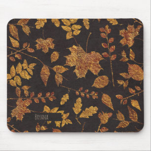 Tapis De Souris Automne Rustique Feuilles Dorées Élégant Automne