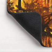 Tapis De Souris Automne - Vieux pont en automne parc brouillard (Coin)