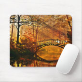 Tapis De Souris Automne - Vieux pont en automne parc brouillard (Avec souris)