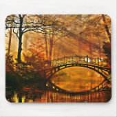 Tapis De Souris Automne - Vieux pont en automne parc brouillard (Devant)