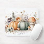 Tapis De Souris Autumn Pumpkins and Flowers Fall Pattern (Avec souris)