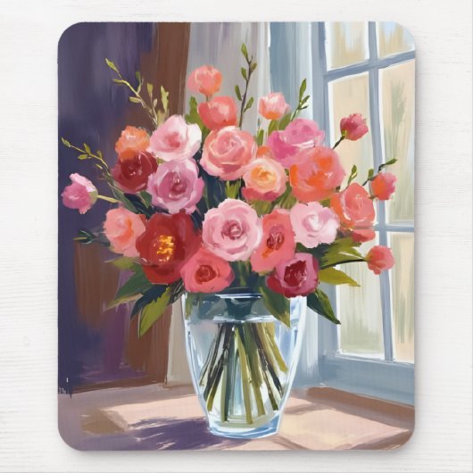 Tapis De Souris Autumn Rose Bouquet Floral Fall (Devant)