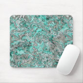Tapis de souris avec art d'agate sarcelle argentée (Avec souris)