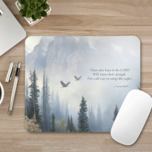 Tapis de souris avec écriture Isaïe 40:31 Ailes co