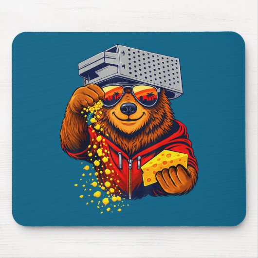 Tapis De Souris Avec Funny Bear Râpe Fromage Chapeau Ours (Devant)