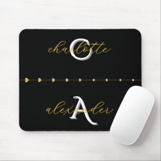 Tapis de souris avec nom de famille Gold & Black e