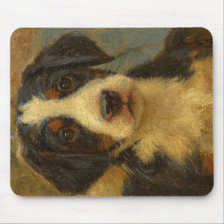 tapis de souris avec peinture à l'huile de chiot S