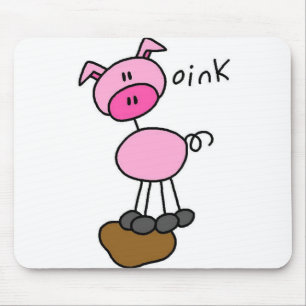 Tapis de souris avec personnage de cochon bâton