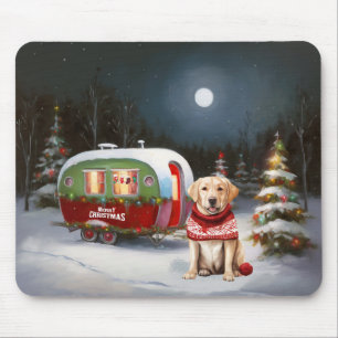 Tapis De Souris Aventure de Noël de la caravane de Labrador d'hive