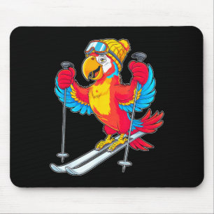 Tapis De Souris Aventure de ski de perroquet coloré hiver fun