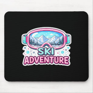 Tapis De Souris Aventure de ski féminine skieuse ski montagne hive