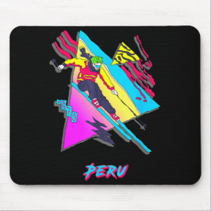 Tapis De Souris Aventure de ski péruvien vibrant graphique péruvie