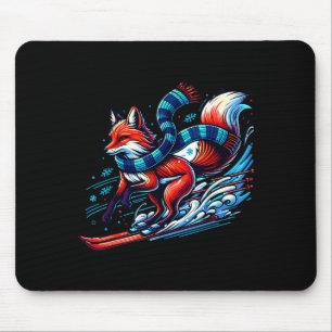 Tapis De Souris Aventure neige renard ski plaisir