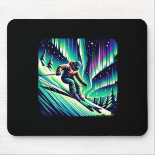 Tapis De Souris Aventure Ski Sous Les Lumières Du Nord