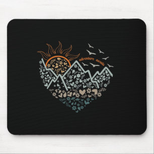 Tapis De Souris Aventures Attendent Vie de Camping Floral Coeur So