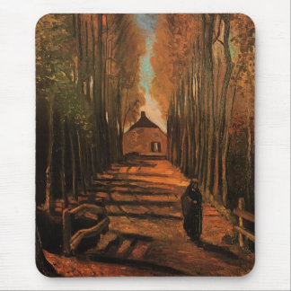 Tapis De Souris Avenue des peupliers en automne Van Gogh Art