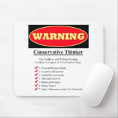 Tapis De Souris Avertissement : Penseur conservateur (Avec souris)