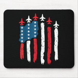 Tapis De Souris Avion de chasse Avion Usa Drapeau 4 juillet Patrio