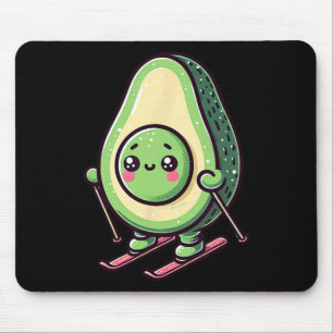 Tapis De Souris Avocat de ski Kawaii Drôle de pentes de neige Cava