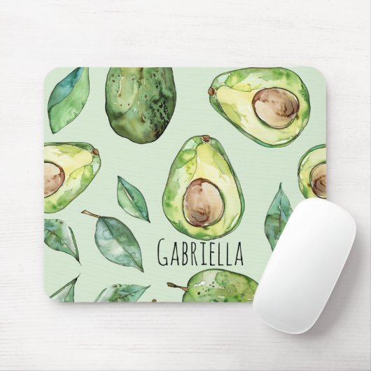 Tapis De Souris Avocats verts & feuilles (Avec souris)