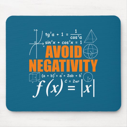 Tapis De Souris Avoid Negativity Funny Math Mathematician Teacher (Devant)