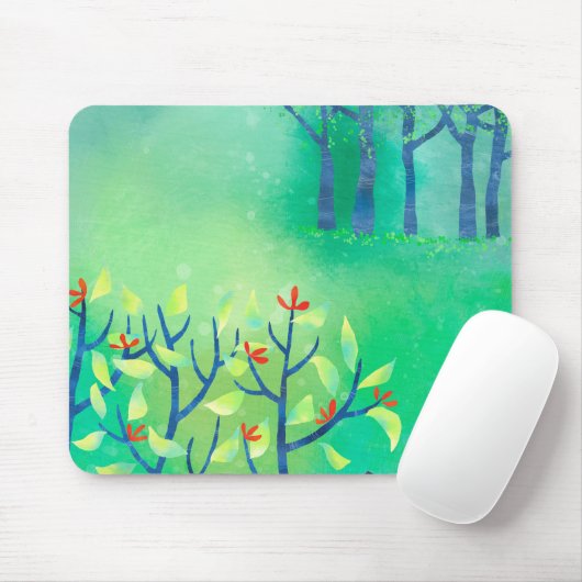 Tapis De Souris Avril Moderne Paysage Vert Peinture Nature (Avec souris)