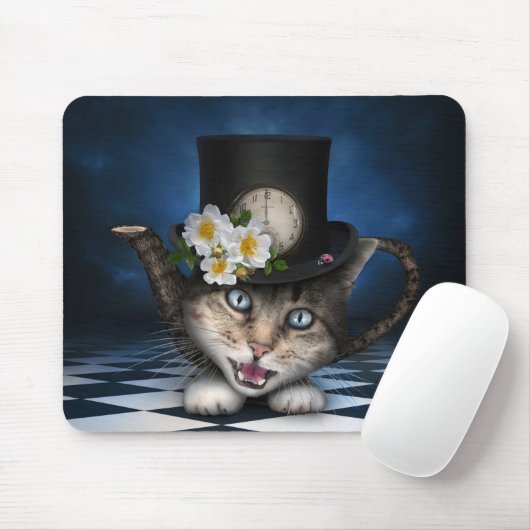Tapis De Souris Awesome Mad Hatter Teapot Chat Conception Whimsica (Avec souris)